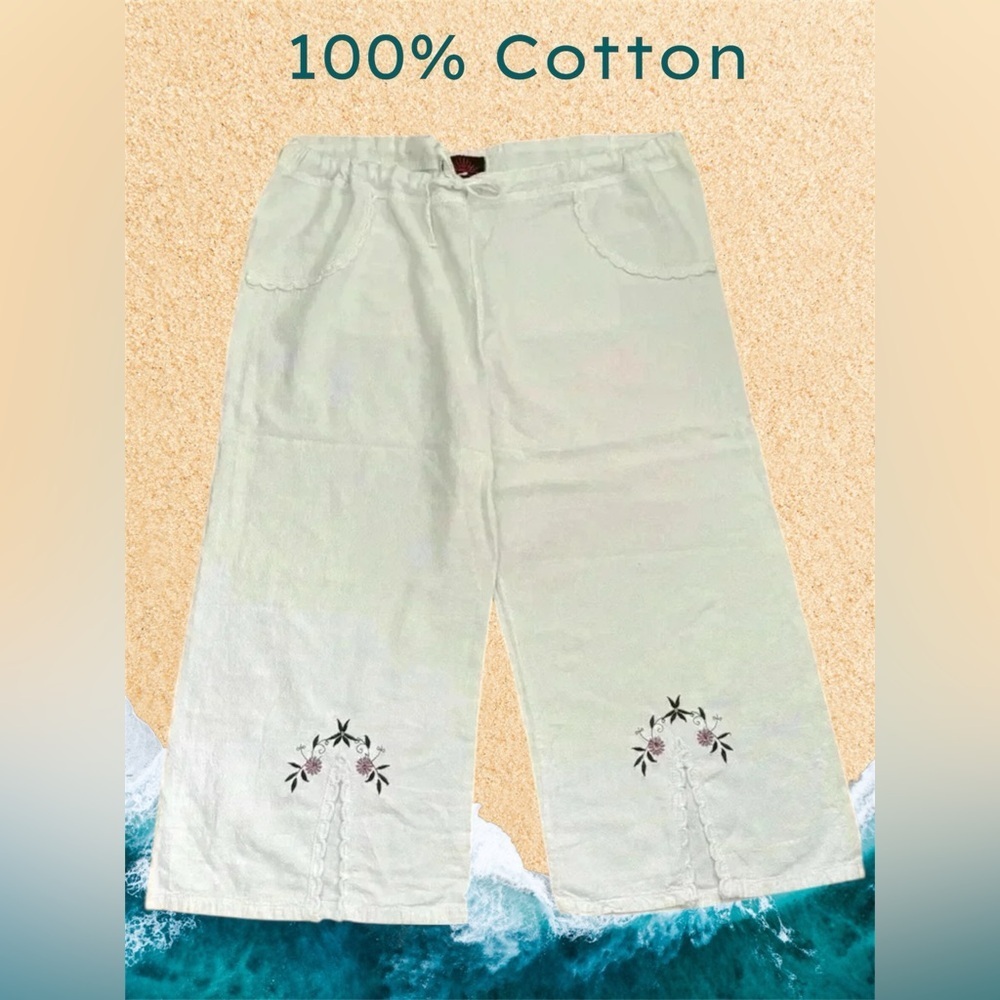 2 for $30 💟Plus Size Embroidered Drawstring Capris